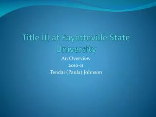 Title III at Fayetteville State University