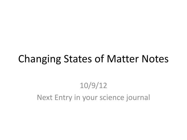 changing states of matter notes