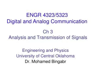 Ch 3 Analysis and Transmission of Signals