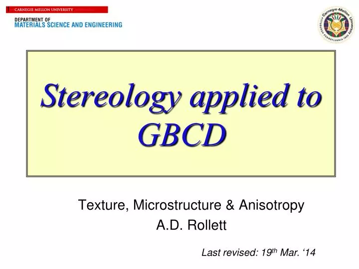 stereology applied to gbcd