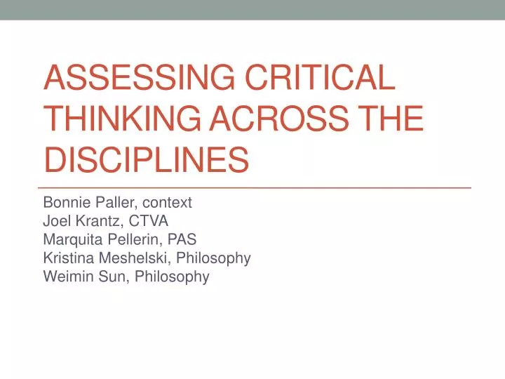 assessing critical thinking across the disciplines