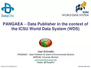 PANGAEA – Data Publisher in the context of the ICSU World Data System (WDS)