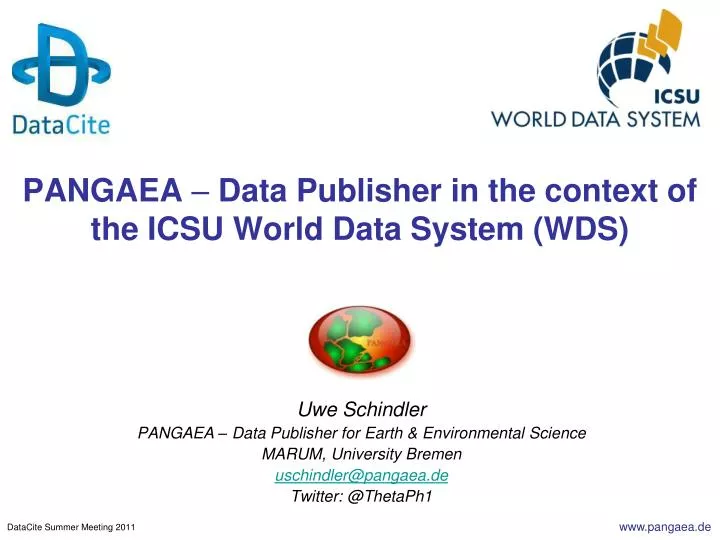 pangaea data publisher in the context of the icsu world data system wds