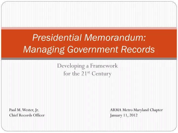 presidential memorandum managing government records