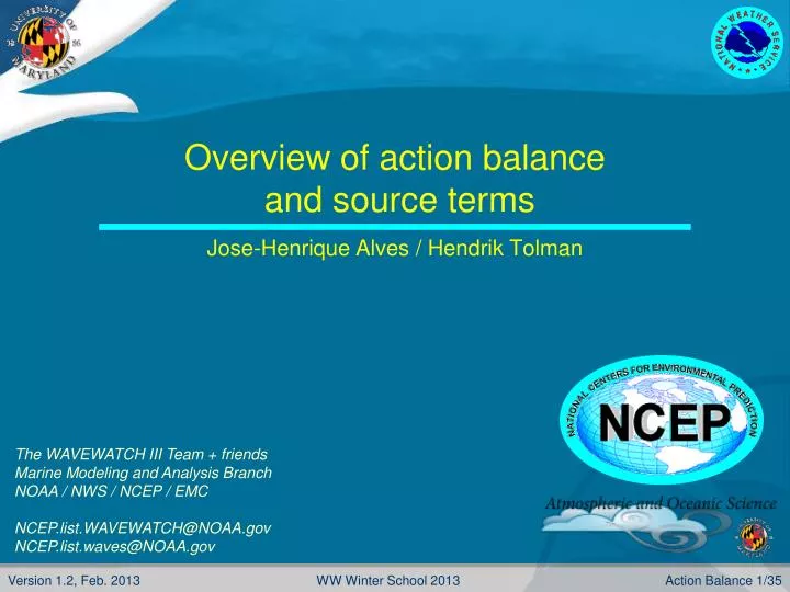overview of action balance and source terms