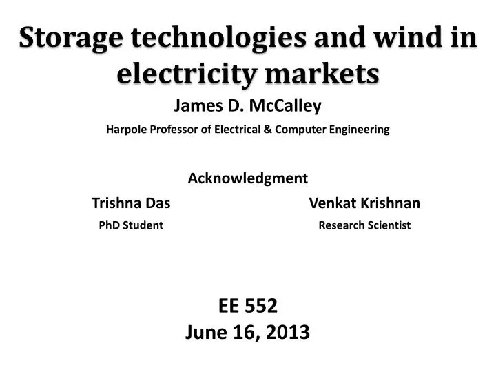 storage technologies and wind in electricity markets