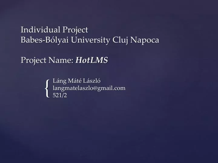 individual project babes b lyai university cluj napoca project name hotlms