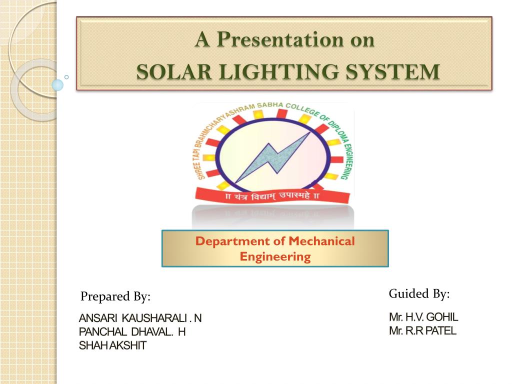 PPT - A Presentation on SOLAR LIGHTING SYSTEM PowerPoint Presentation ...