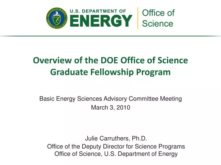 overview of the doe office of science graduate fellowship program