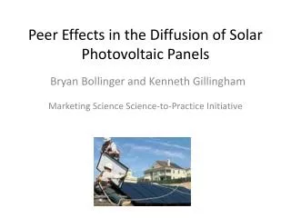 Peer Effects in the Diffusion of Solar Photovoltaic Panels