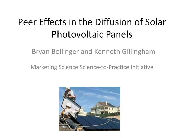 peer effects in the diffusion of solar photovoltaic panels