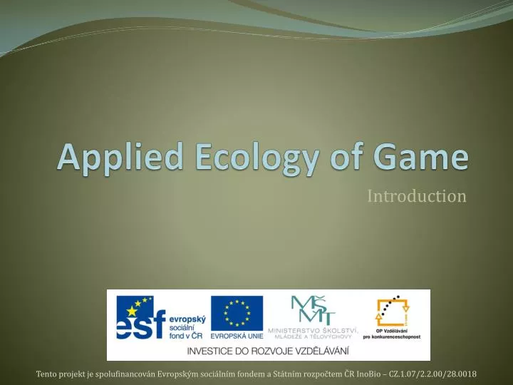 applied ecology of game