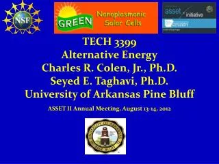 TECH 3399 Alternative Energy Charles R. Colen, Jr., Ph.D. Seyed E. Taghavi, Ph.D. University of Arkansas Pine Bluff