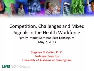 Competition, Challenges and Mixed Signals in the Health Workforce Family Impact Seminar, East Lansing, MI May 7, 2013