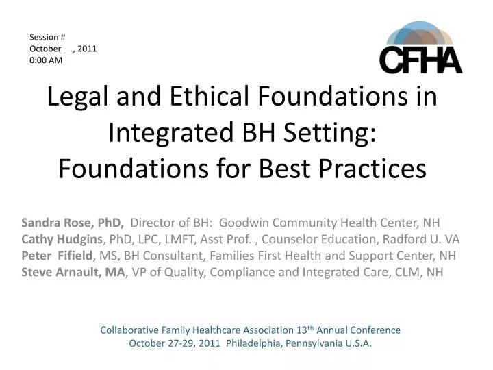 legal and ethical foundations in integrated bh setting foundations for best practices