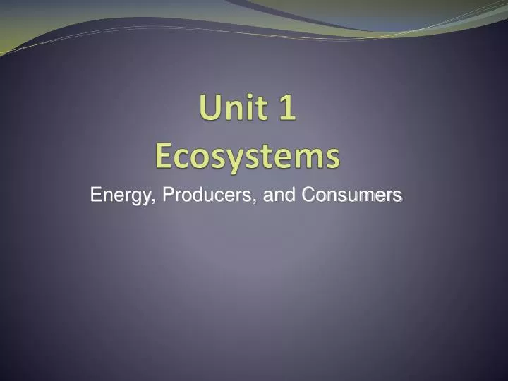 unit 1 ecosystems