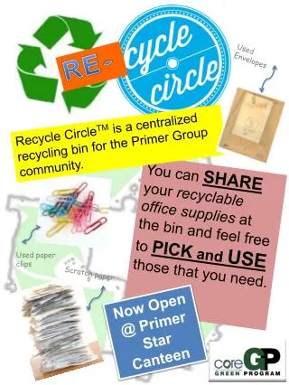 You can SHARE your recyclable office supplies at the bin and feel free to PICK and USE those that you need.
