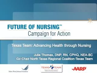 Julie Thomas, DNP, RN, CPHQ, NEA-BC Co-Chair North Texas Regional Coalition-Texas Team