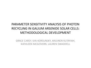 PARAMETER SENSITIVITY ANALYSIS OF PHOTON RECYCLING IN GALIUM ARSENIDE SOLAR CELLS: METHODOLOGICAL DEVELOPMENT