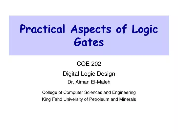 practical aspects of logic gates