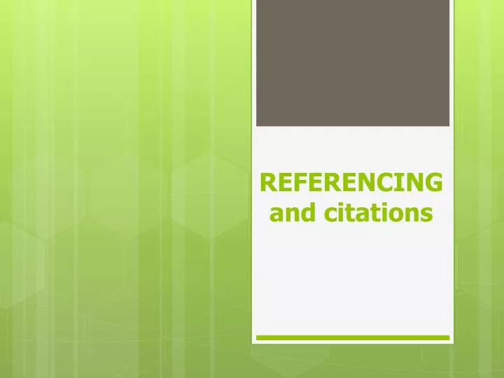 referencing and citations