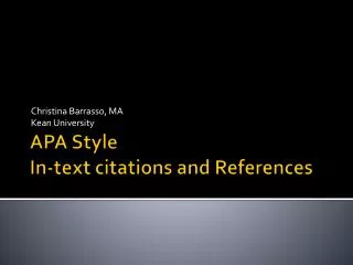 APA Style In-text citations and References