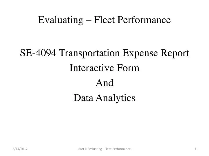 evaluating fleet performance