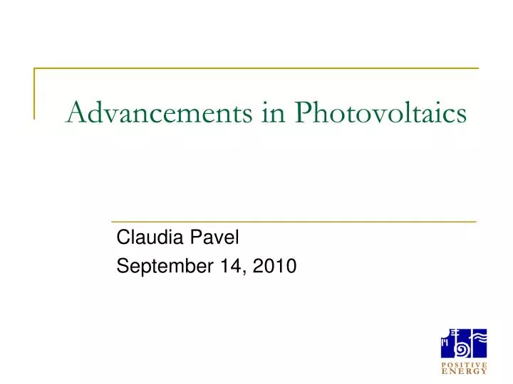 advancements in photovoltaics