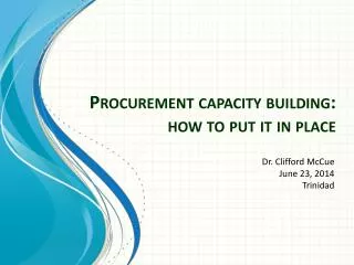 Procurement capacity building: how to put it in place