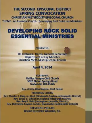 THE SECOND EPISCOPAL DISTRICT SPRING CONVOCATION CHRISTIAN METHODIST EPISCOPAL CHURCH