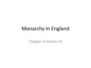 Monarchy In England