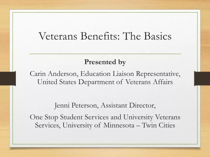 veterans benefits the basics
