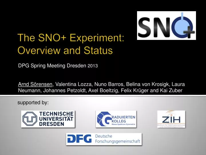 the sno experiment overview and status
