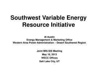 Southwest Variable Energy Resource Initiative