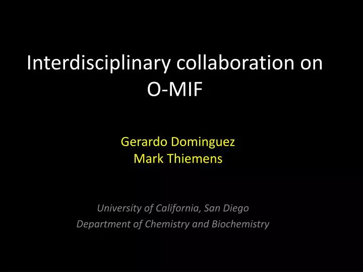 interdisciplinary collaboration on o mif