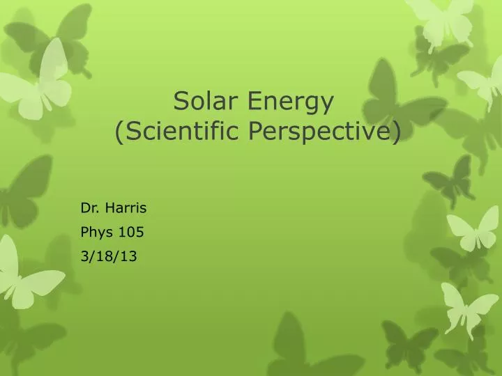 solar energy scientific perspective