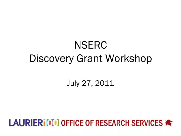 nserc discovery grant workshop
