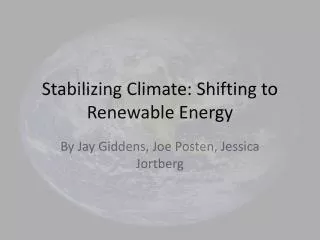 Stabilizing Climate: Shifting to Renewable Energy