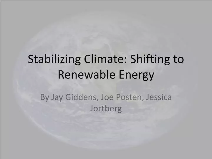 stabilizing climate shifting to renewable energy