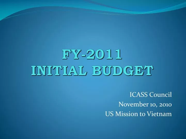 fy 2011 initial budget