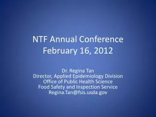 NTF Annual Conference February 16, 2012