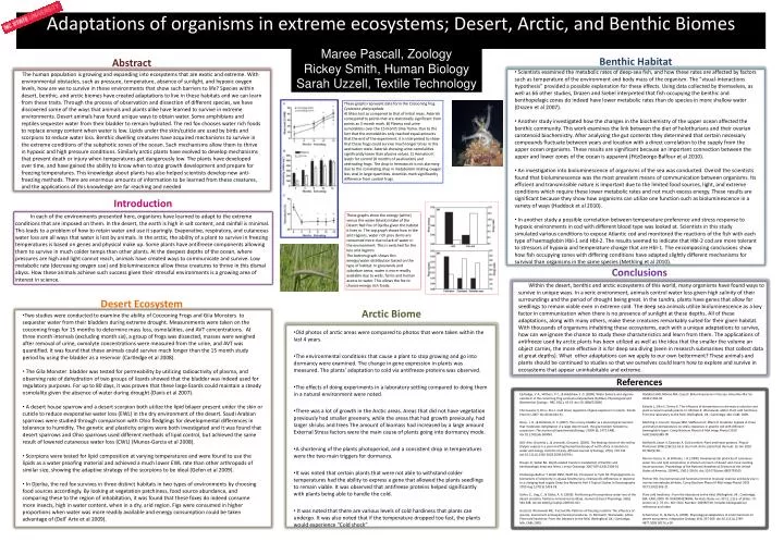 adaptations of organisms in extreme ecosystems desert arctic and benthic biomes