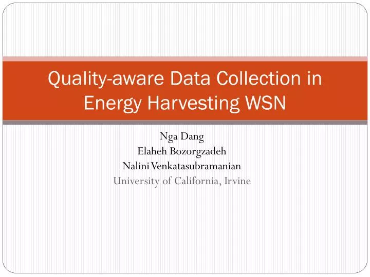 quality aware data collection in energy harvesting wsn