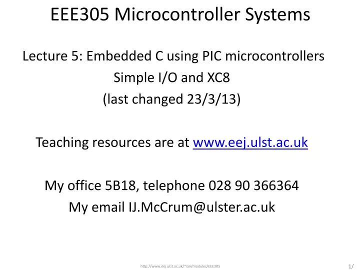 eee305 microcontroller systems