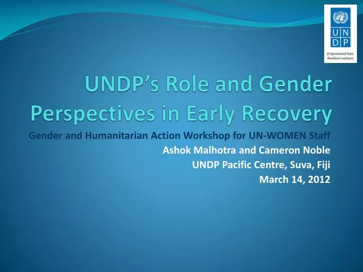 undp s role and gender perspectives in early recovery