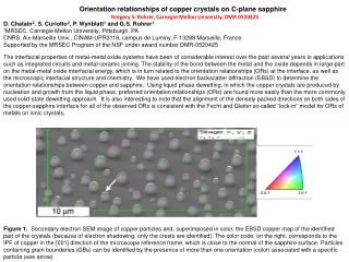 Orientation relationships of copper crystals on C-plane sapphire D. Chatain 2 , S. Curiotto 2 , P. Wynblatt 1 and G.S.