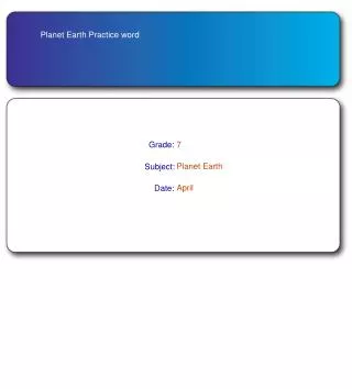 Planet Earth Practice word