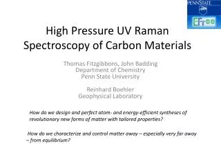 High Pressure UV Raman Spectroscopy of Carbon Materials