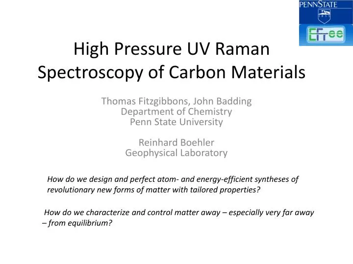 high pressure uv raman spectroscopy of carbon materials