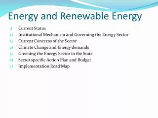 Energy and Renewable Energy
